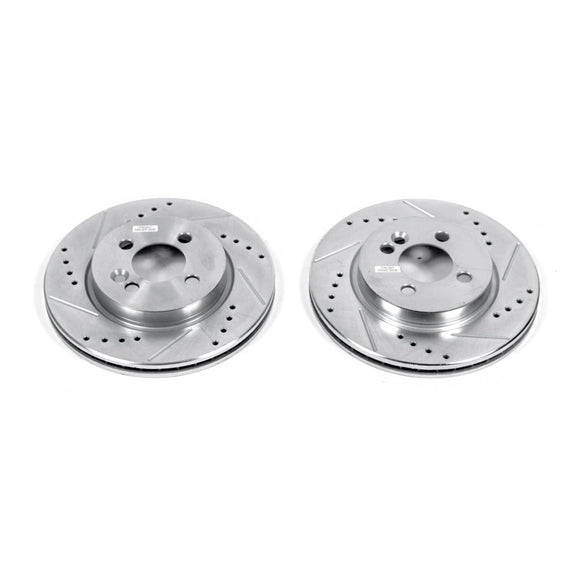 PowerStop Evolution Drilled Slotted Rotors Pair Front For Mini Cooper