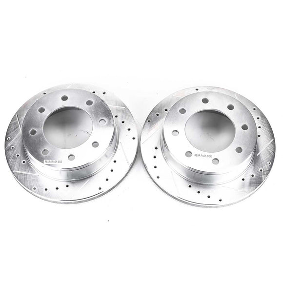 PowerStop Evolution Drilled Slotted Rotors Pair Rear For Chevy Silverado 2500