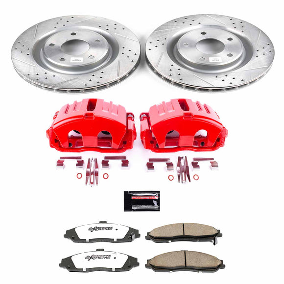 PowerStop Z26 Street Performance Ceramic Brake Pad, Drilled Slotted Rotor, and C