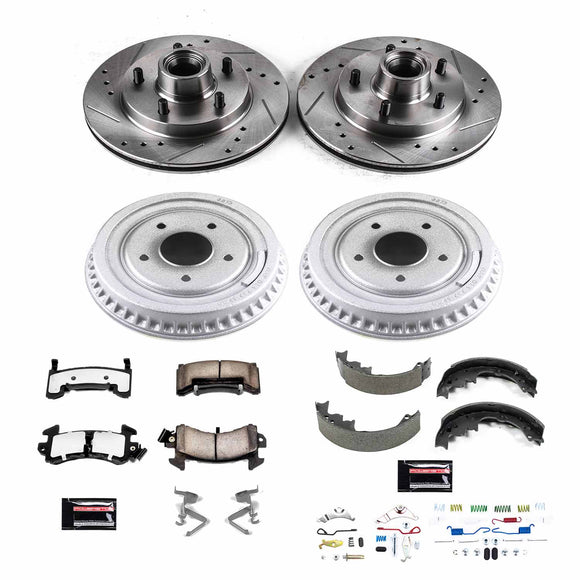 PowerStop Z36 Ceramic Brake Pads with Drilled Slotted Rotors and Drum Shoe Kit