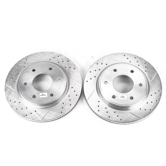 PowerStop Evolution Drilled Slotted Rotors Pair Front For INFINITI QX56