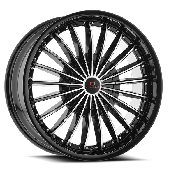 22x8.5 Cavallo CLV-32 Gloss Black & Machined 5x110/114.3 ET38 wheel/rim