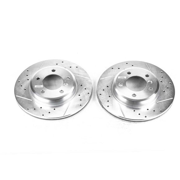 PowerStop Evolution Drilled Slotted Rotors Pair Front For BMW 328i