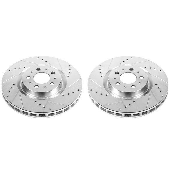 PowerStop Evolution Drilled Slotted Rotors Pair Front For Volvo S60