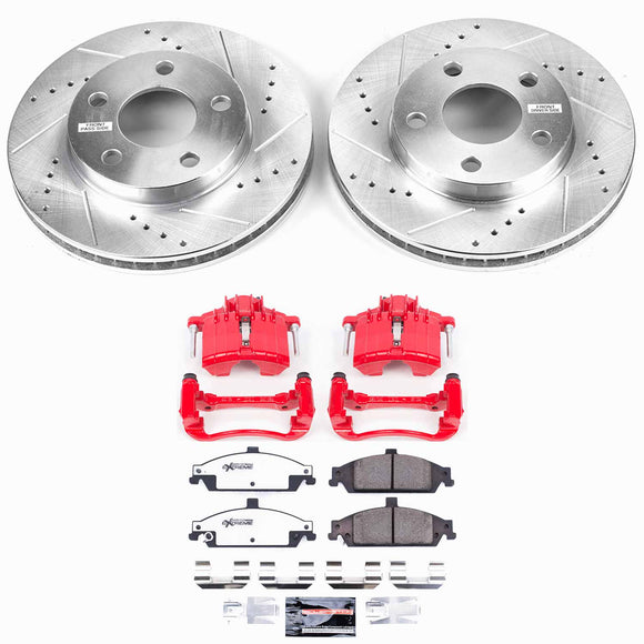 PowerStop Z26 Street Performance Ceramic Brake Pad, Drilled Slotted Rotor, and C