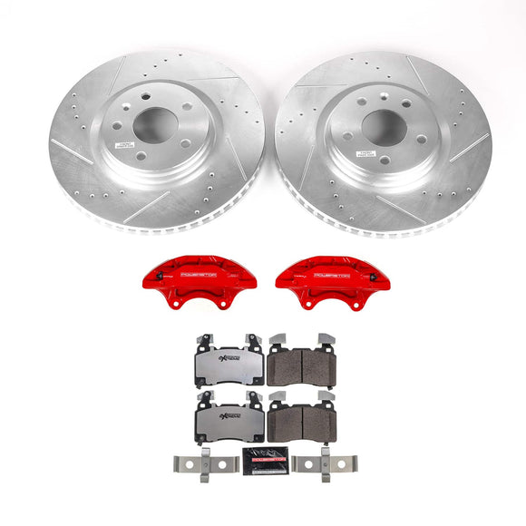 PowerStop Z26 Street Performance Ceramic Brake Pad, Drilled Slotted Rotor, and C