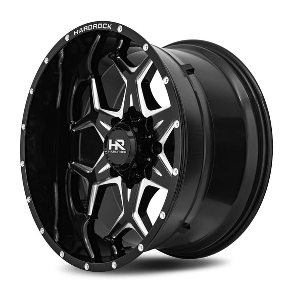 20x12 Hardrock Reckless Xposed Gloss Black Milled 5x127 ET-44 wheel/rim