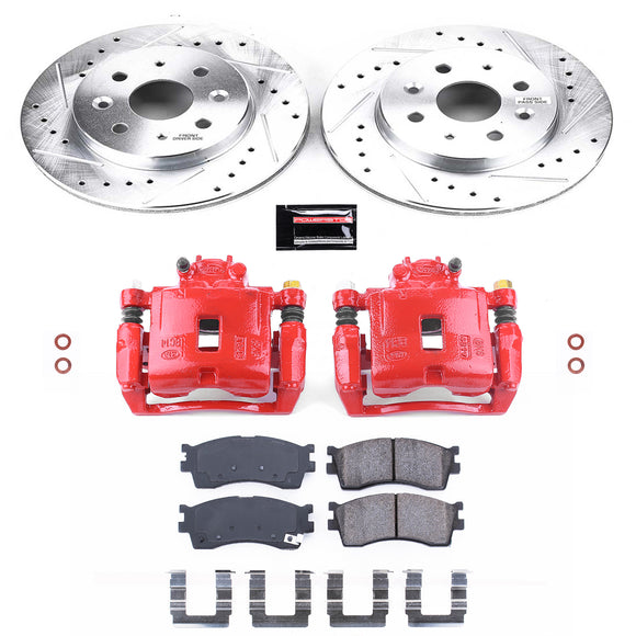PowerStop Z23 Daily Driver Carbon-Fiber Ceramic Pads Drilled & Slotted Rotor & C