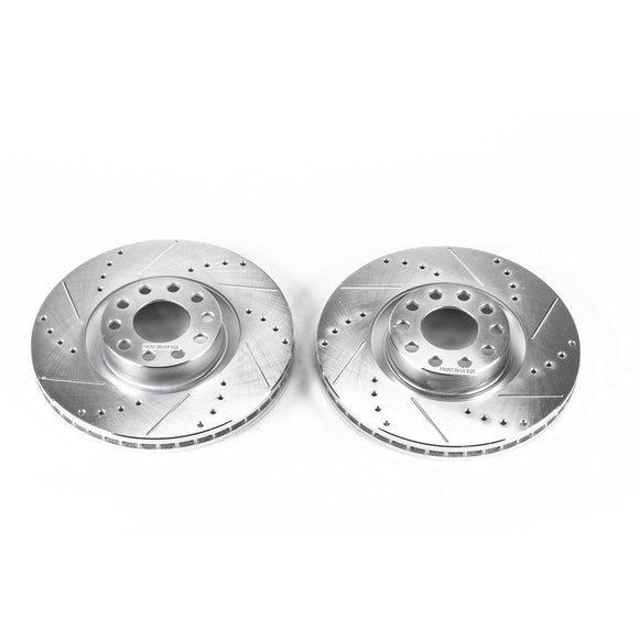 PowerStop Evolution Drilled Slotted Rotors Pair Front For Audi A6 Quattro