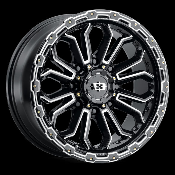 17x9 Vision 405 Korupt Gloss Black Milled Spoke Wheel 8x165.1 ET-12 CB125.2