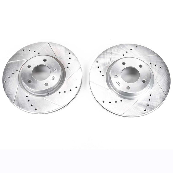 PowerStop Evolution Drilled Slotted Rotors Pair Front For Mazda 3