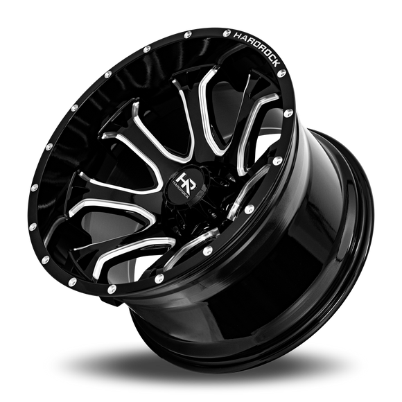 20x12 Hardrock BloodShot Xposed Gloss Black Milled 5x139.7 ET-44 wheel/rim