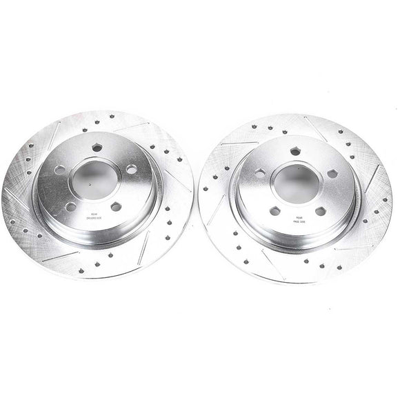 PowerStop Evolution Drilled Slotted Rotors Pair Rear For Volvo S40