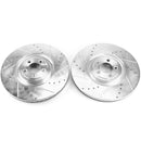 PowerStop Evolution Drilled Slotted Rotors Pair Front For Jaguar XF