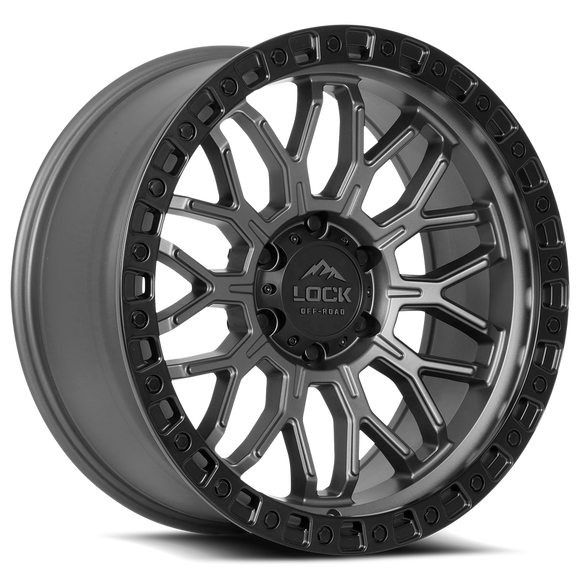 20x9 Lock Off-Road Combat Matte Grey W Matte Black Ring 5x127 ET0 Wheel