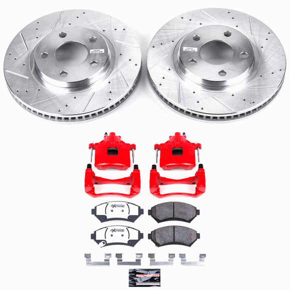 PowerStop Z26 Street Performance Ceramic Brake Pad, Drilled Slotted Rotor, and C