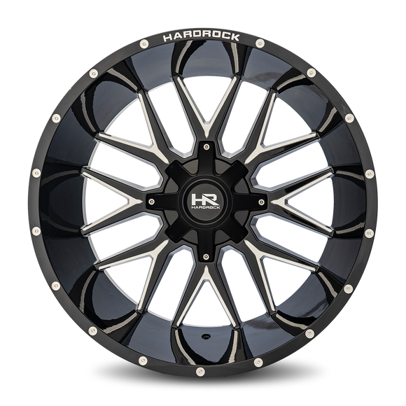 24x14 Hardrock Affliction Gloss Black Milled 8x165.1 ET-76 wheel/rim