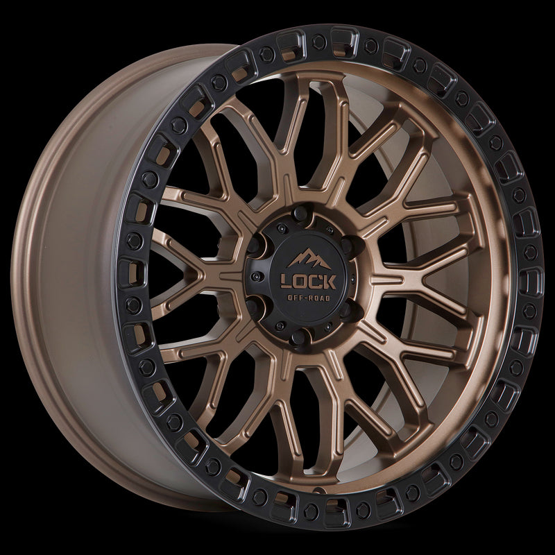 20x9 Lock Off-Road Combat Matte Bronze W Matte Black Ring 5x127 ET0 Wheel Rim