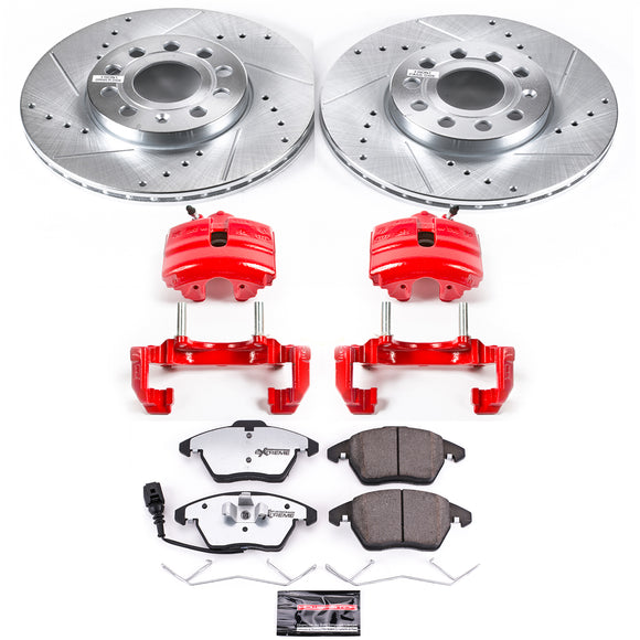 PowerStop Z26 Street Performance Ceramic Brake Pad, Drilled Slotted Rotor, and C