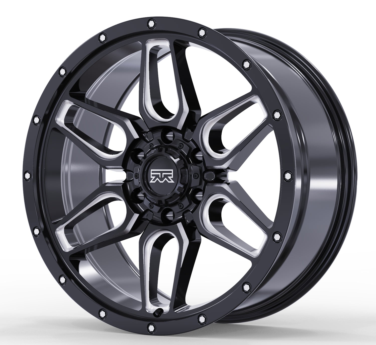 20x9 Mudder Trucker MT317 Barrier Black Milled 6x139.7 6x5.5 ET12 Wheel