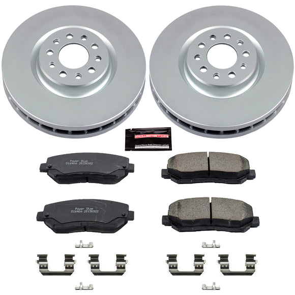 PowerStop Genuine Geomet Coated Rotor and Low-Dust Ceramic Brake Pad Kit
