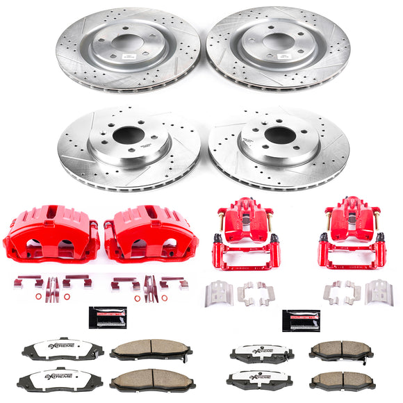 PowerStop Z26 Street Performance Ceramic Brake Pad, Drilled Slotted Rotor, and C