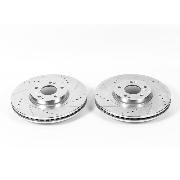 PowerStop Evolution Drilled Slotted Rotors Pair Front For Hyundai Santa Fe