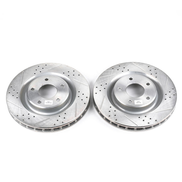 PowerStop Evolution Drilled Slotted Rotors Pair Front For Cadillac XLR