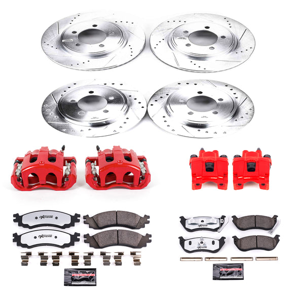 PowerStop Z36 Truck and SUV Ceramic Brake Pad, Drilled & Slotted Rotor, and Cali