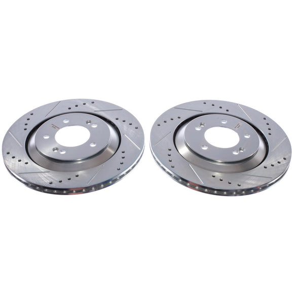 PowerStop Evolution Drilled Slotted Rotors Pair Rear For Hyundai Veloster N