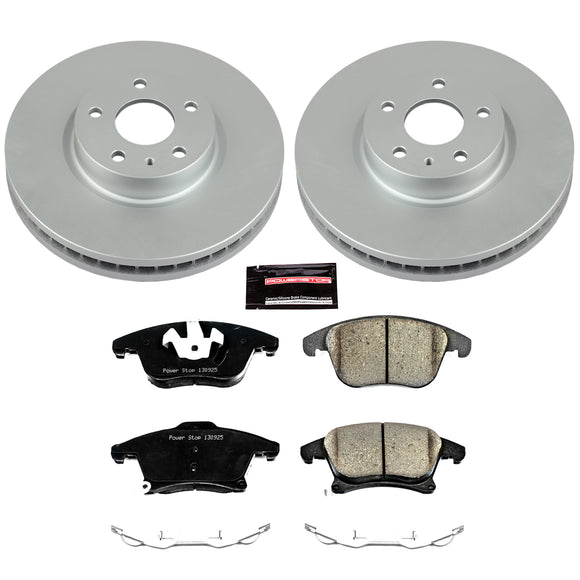 PowerStop Genuine Geomet Coated Rotor and Low-Dust Ceramic Brake Pad Kit
