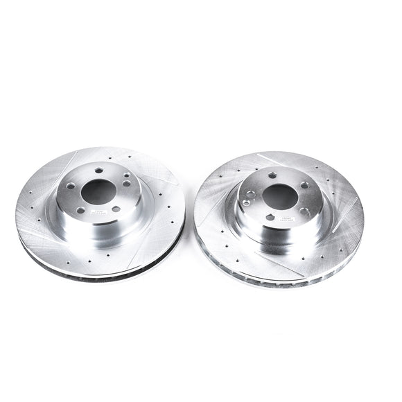PowerStop Evolution Drilled Slotted Rotors Pair Front For Mercedes-Benz CL500