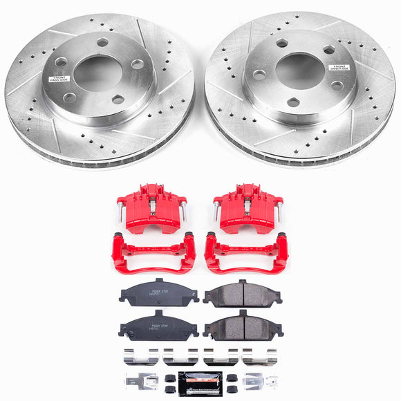 PowerStop Z23 Daily Driver Carbon-Fiber Ceramic Pads Drilled & Slotted Rotor & C