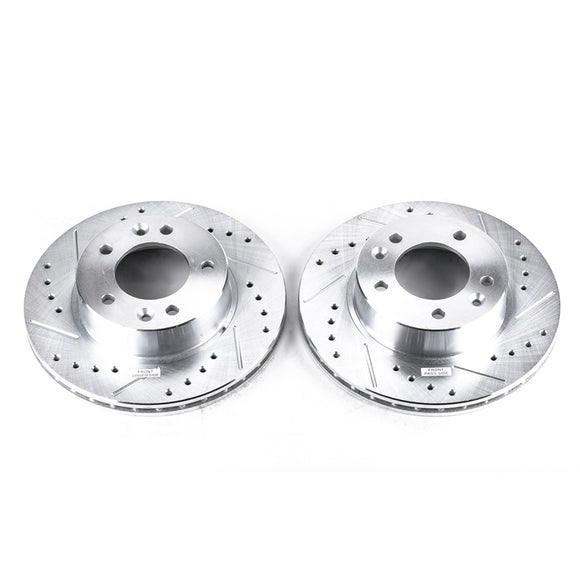 PowerStop Evolution Drilled Slotted Rotors Pair Front For Mazda RX-7
