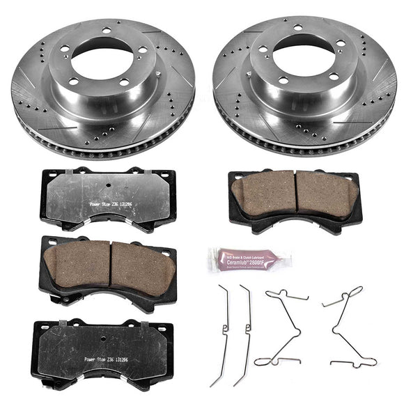 PowerStop Z36 Carbon-Fiber Ceramic Brake Pad with Drilled and Slotted Rotor Kit