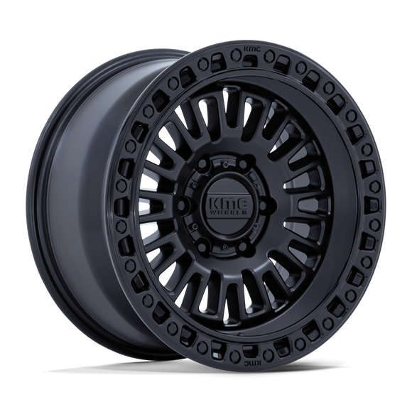17x8.5 KMC KM554 Aztec Matte Black With Gloss Black Lip 6x120 ET0 CB66.9 Wheel