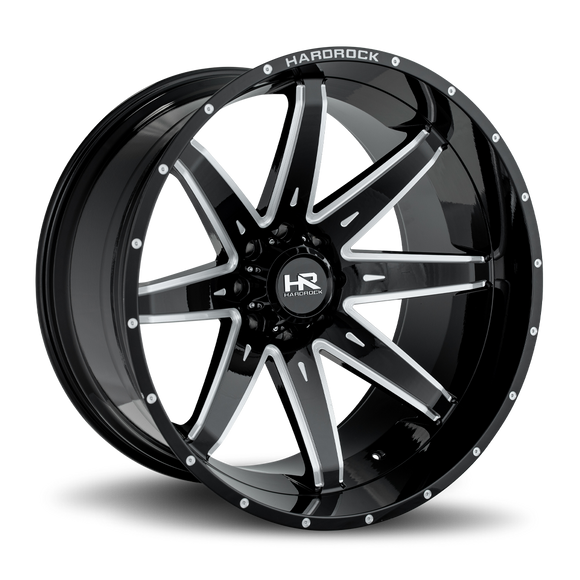 26x14 Hardrock Painkiller XPosed Gloss Black Milled 8x170 ET-76 wheel/rim