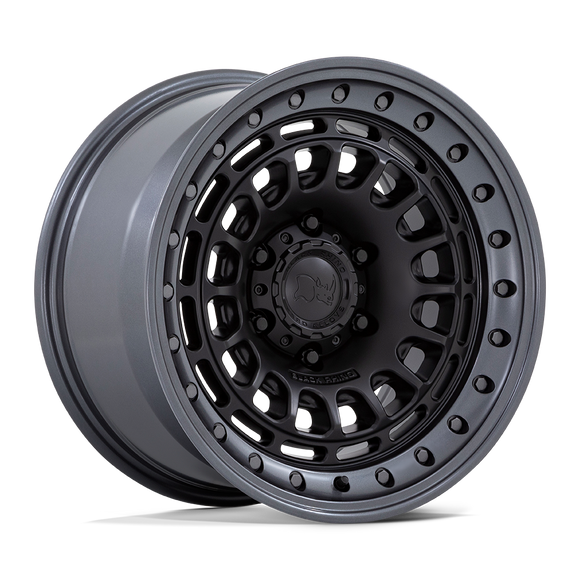 17x9 Black Rhino BR014 Sahara Matte Black W/ Gunmetal Lip 5x127 ET-12 Wheel