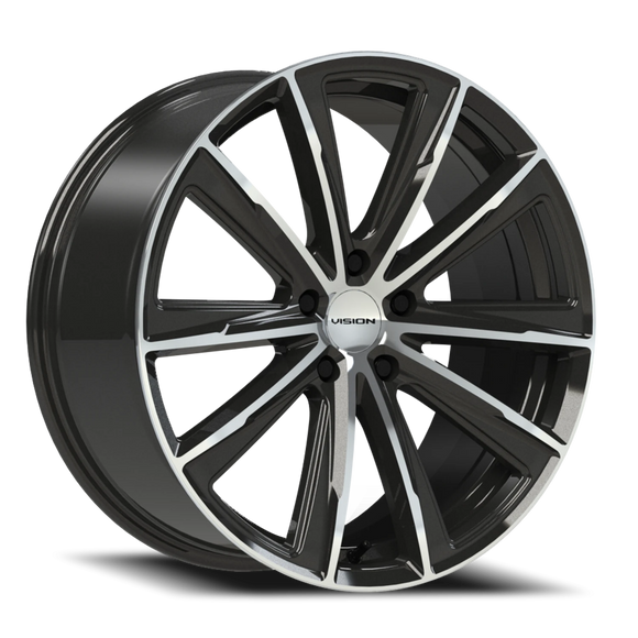 20x9 Vision 471 Splinter Gloss Black - Machined Wheel 5x120 ET35 CB72.6