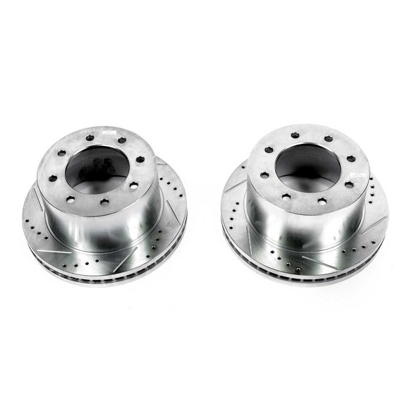 PowerStop Evolution Drilled Slotted Rotors Pair Rear For Chevy Silverado 3500 HD