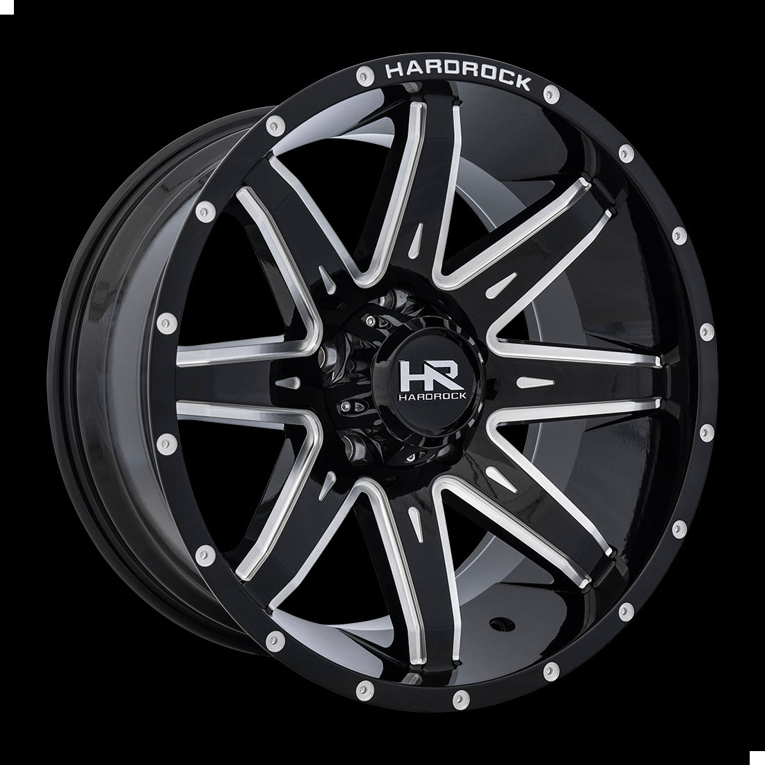 20x10 Hardrock Painkiller XPosed Gloss Black Milled 5x150 ET-19 wheel/rim