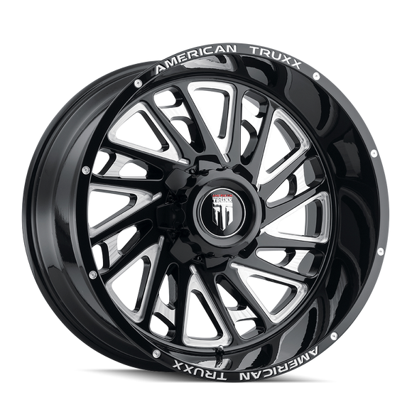 24x14 American Truxx Blade Black/Milled 8x180 ET-76 wheel/rim