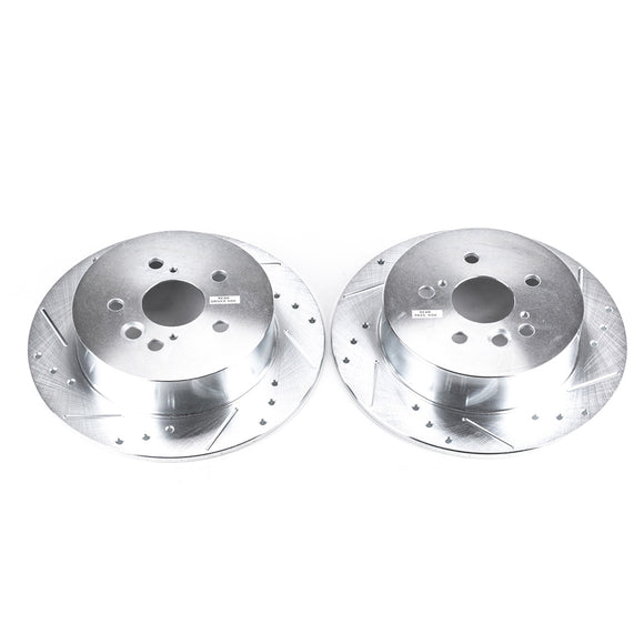 PowerStop Evolution Drilled Slotted Rotors Pair Rear For Toyota RAV4