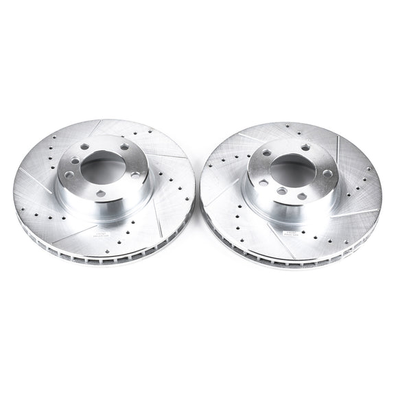 PowerStop Evolution Drilled Slotted Rotors Pair Front For BMW 540i