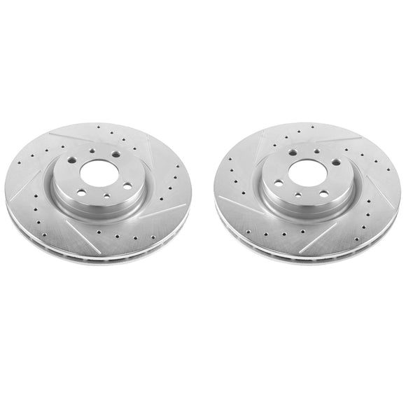 PowerStop Evolution Drilled Slotted Rotors Pair Front For Fiat 500