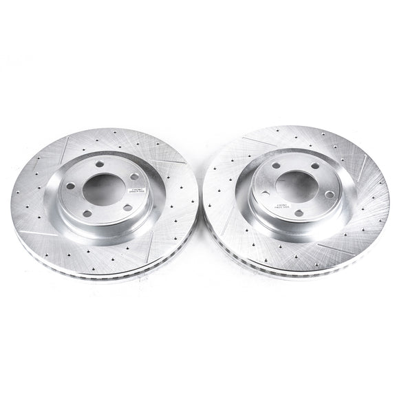PowerStop Evolution Drilled Slotted Rotors Pair Front For Lincoln MKX