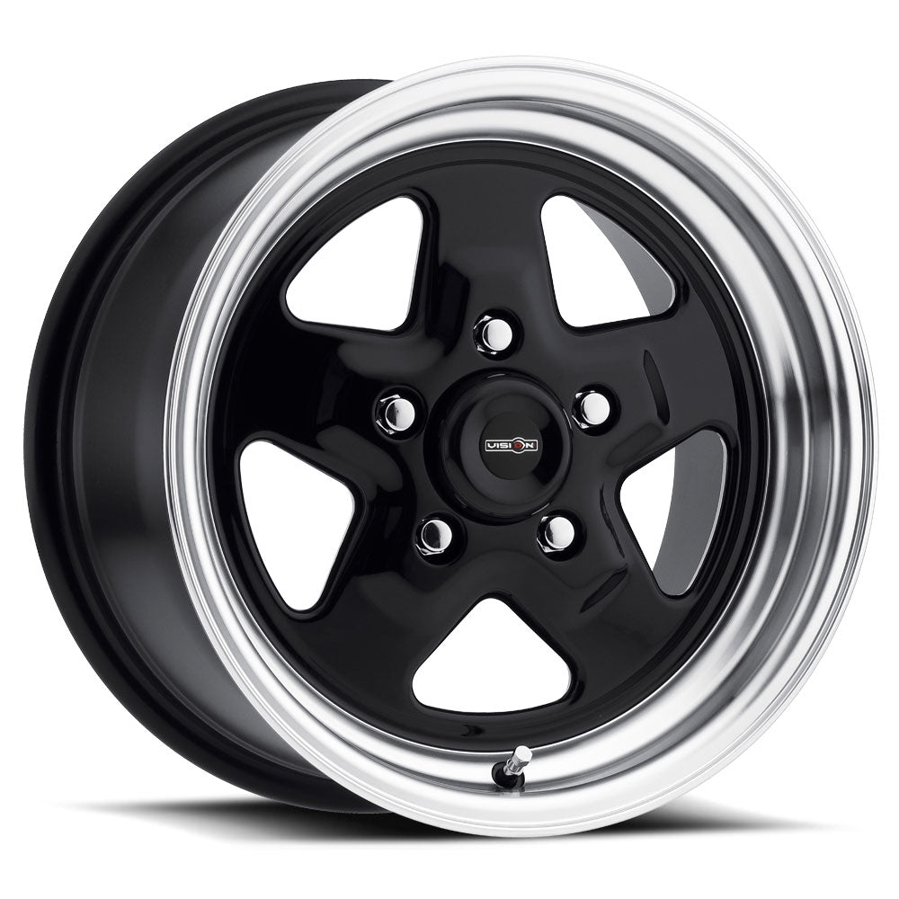 15x8 Vision 521H Nitro Gloss Black Machined Lip 5x127 5x5 ET0 Wheel Rim - 0