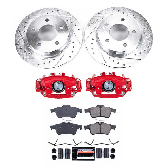 PowerStop Z23 Daily Driver Carbon-Fiber Ceramic Pads Drilled & Slotted Rotor & C
