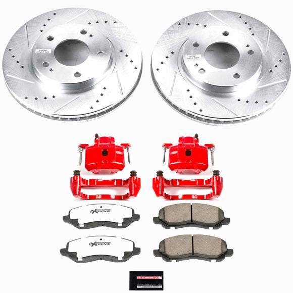 PowerStop Z26 Street Performance Ceramic Brake Pad, Drilled Slotted Rotor, and C