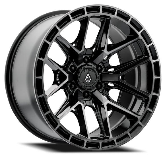 22x10 Arena Wheel Battle Glossy Black Machined Ddt Face And Lip 8x180